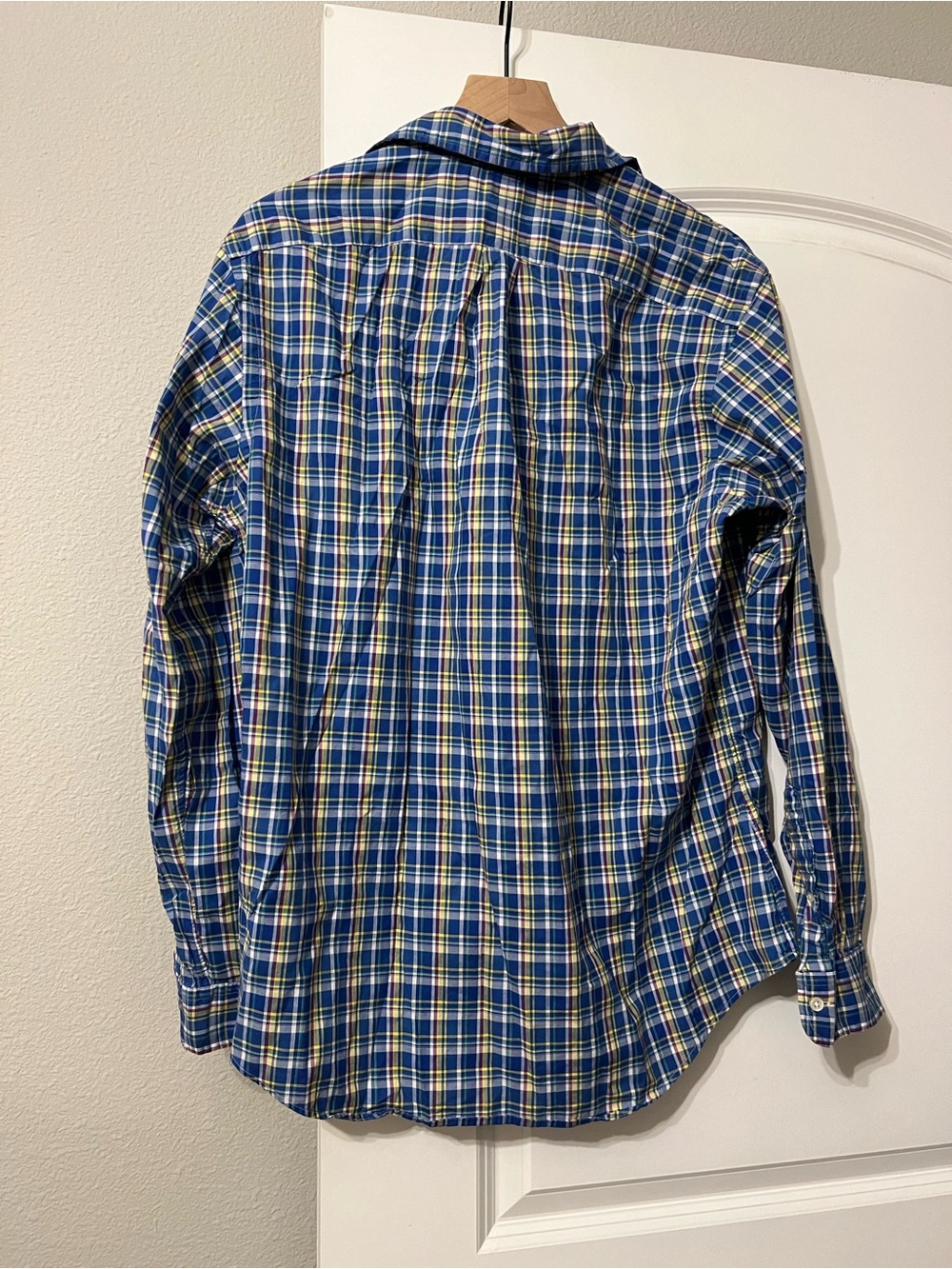 Vintage Ralph Lauren Blue Plaid Cotton Button-Up Shirt - Picture 4 of 5